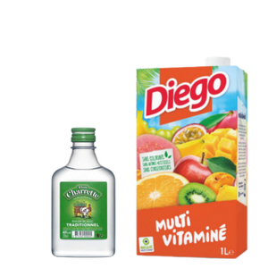 MINI PACK MINI RHUM CHARRETTE 40° 0.20L  & DIEGO MULTIVITAMINE 1L