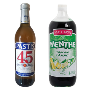 PASTIS 45 0,70L & SIROP PUR CANNE MENTHE MASCARIN  1L